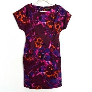 Dana Buchman Floral Short Shift Dolman Sleeve Dress Women’s 12 Career Event